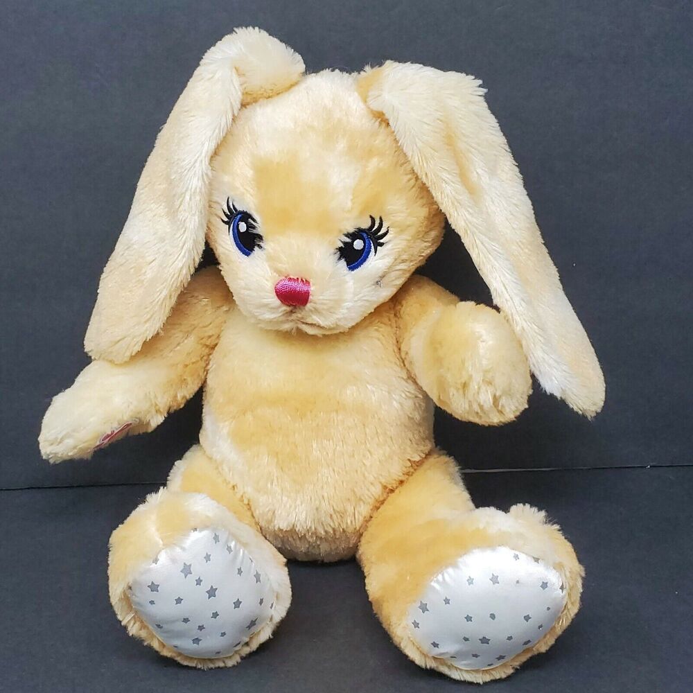 Build A Bear More Moves Posable Jointed Bunny Rabbit 16" Tan Silver Stars Plush